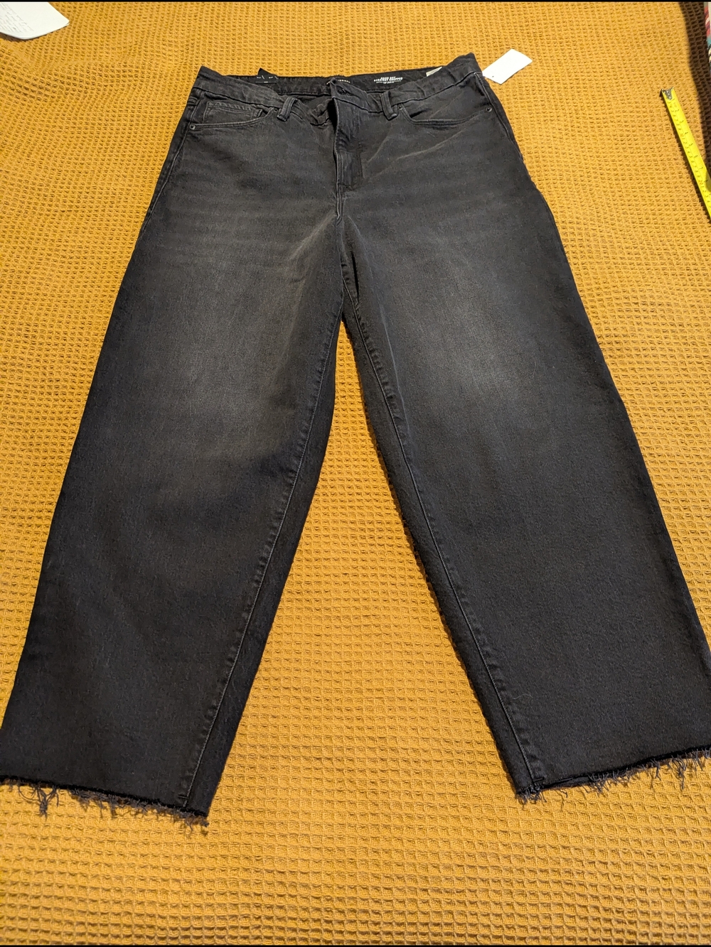 NWT Good American Black Wide-Leg, Cropped High Rise Jeans, 16